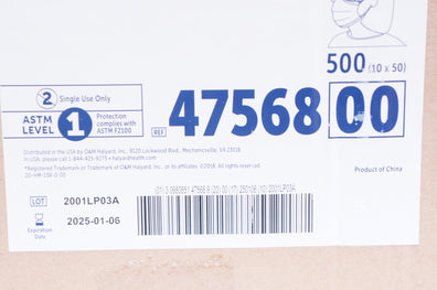 Halyard 47568 ASTM Fluid-Rated Procedure Mask Blue - Case of 500